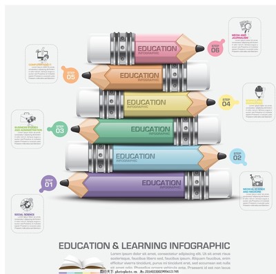 鉛筆圖表,教育圖表 鉛筆信息圖表 教育信息圖表 圖標-